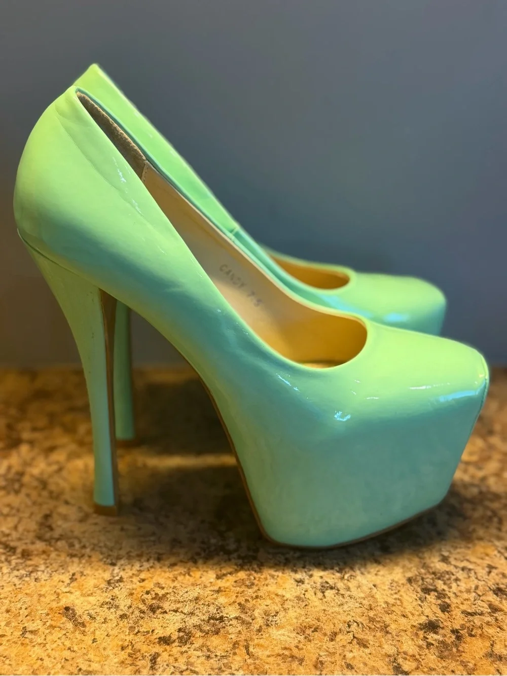 Mint Green Patent Platform Pumps - Women Shoes